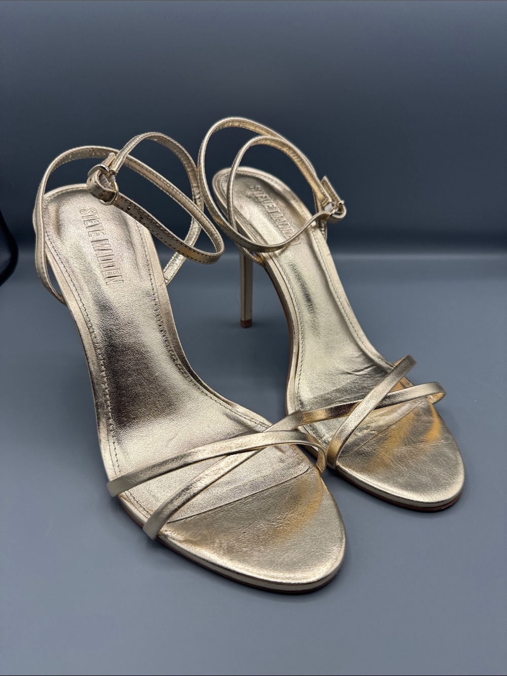 Steve Madden Gold Strappy Stiletto Sandals